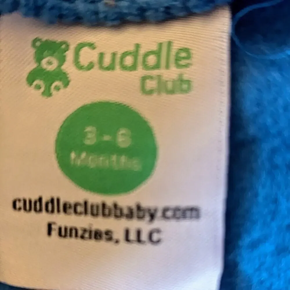 Cuddle Club Blue 3-6 month Fleece Hooded Jacket Bear Ears